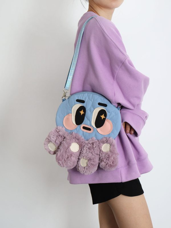 Cute Soft Plush Octopus Crossbody Bag - Fashionable Compact Underarm Bag in Korean Style, Versatile for Everyday Use