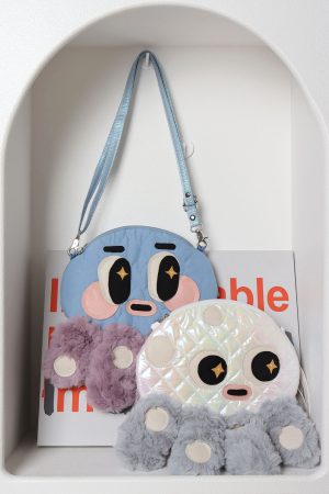 Cute Soft Plush Octopus Crossbody Bag - Fashionable Compact Underarm Bag in Korean Style, Versatile for Everyday Use