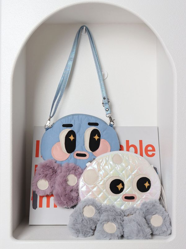 Cute Soft Plush Octopus Crossbody Bag - Fashionable Compact Underarm Bag in Korean Style, Versatile for Everyday Use