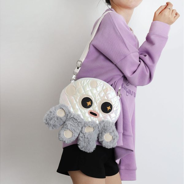 Cute Soft Plush Octopus Crossbody Bag - Fashionable Compact Underarm Bag in Korean Style, Versatile for Everyday Use