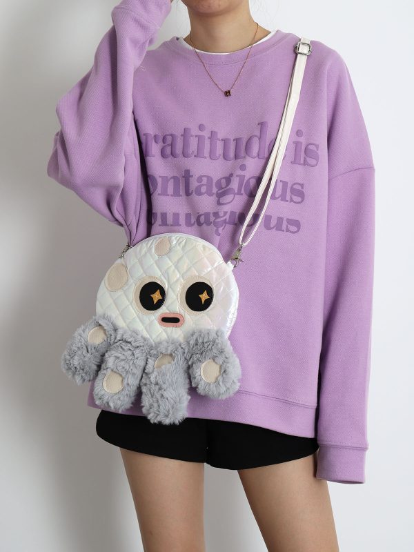 Cute Soft Plush Octopus Crossbody Bag - Fashionable Compact Underarm Bag in Korean Style, Versatile for Everyday Use