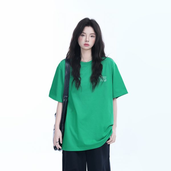 Cute White Oversized Short Sleeve T-Shirt for Women with Sheep Graphic - Summer Y2K Style, Casual Loose Fit