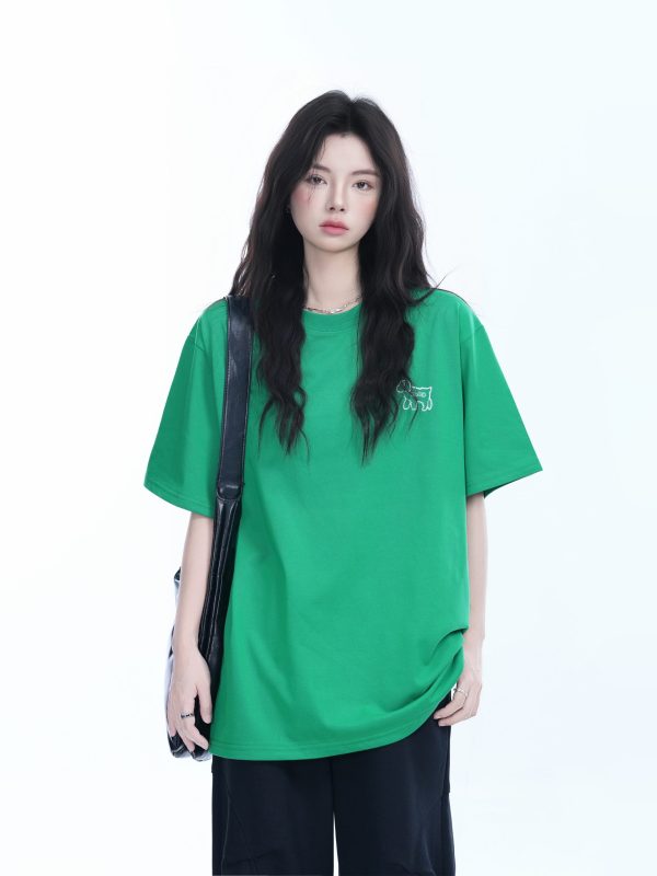 Cute White Oversized Short Sleeve T-Shirt for Women with Sheep Graphic - Summer Y2K Style, Casual Loose Fit