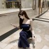 Dark Blue Low-Waist Cargo Pants for Women - Loose Fit, Slimming Casual Floor-Length Style, Perfect for Y2K and Everyday Wear
