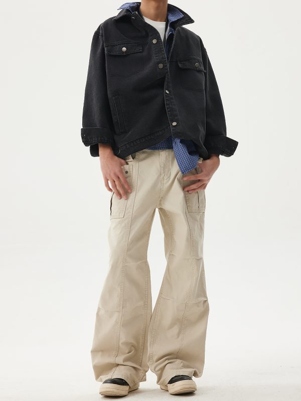 Deconstructed Patchwork Design Casual Pants for Men - 2025 Spring Collection Loose Wide-Leg Work Pants
