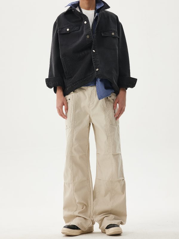 Deconstructed Patchwork Design Casual Pants for Men - 2025 Spring Collection Loose Wide-Leg Work Pants