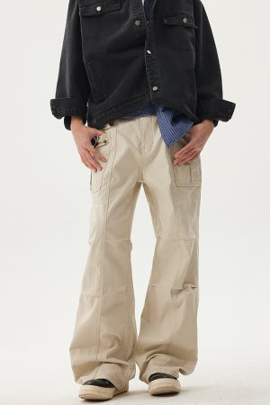 Deconstructed Patchwork Design Casual Pants for Men - 2025 Spring Collection Loose Wide-Leg Work Pants
