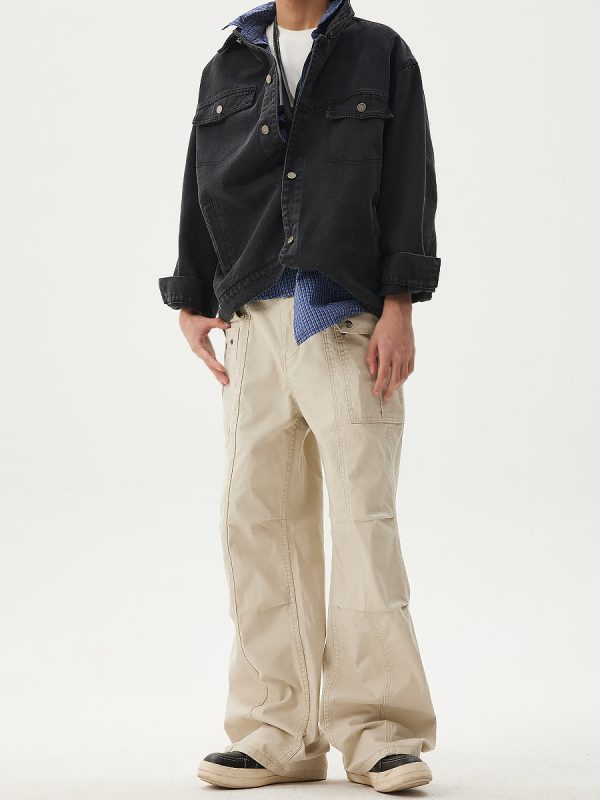 Deconstructed Patchwork Design Casual Pants for Men - 2025 Spring Collection Loose Wide-Leg Work Pants