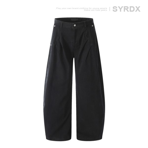 Deconstructed Tailored Casual Pants for Men and Women - Brown Rivet Design, Straight Loose Fit, Long Style, 90s Y2K Inspired