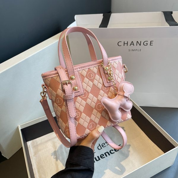 Diamond-Patterned Tote Bucket Bag for Women - Versatile Small Crossbody Shoulder Bag 2025 Fashion Trend