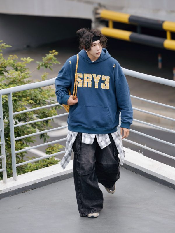 Distressed Straight Leg Retro Workwear Jeans for Men - Versatile Loose Fit Long Pants for Casual 90s Style