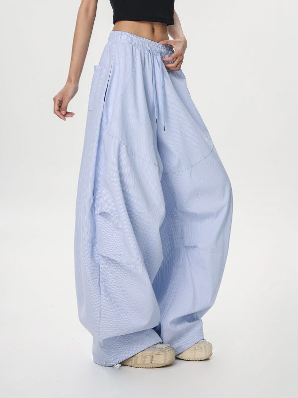 Dopamine Blue Wide-Leg Casual Pants for Women - Summer Loose Fit Dance & Jazz Style