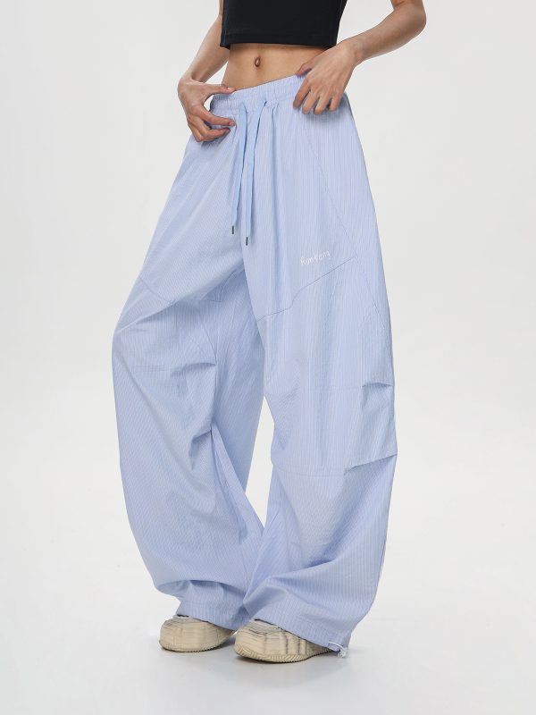 Dopamine Blue Wide-Leg Casual Pants for Women - Summer Loose Fit Dance & Jazz Style