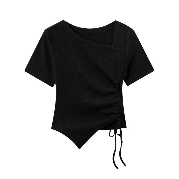 Dopamine Goose Yellow Irregular Waist Short Sleeve T-Shirt Blouse - 2025 Summer Fashion Trend, Y2K Style