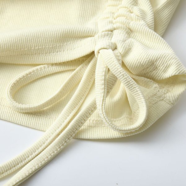 Dopamine Goose Yellow Irregular Waist Short Sleeve T-Shirt Blouse - 2025 Summer Fashion Trend, Y2K Style