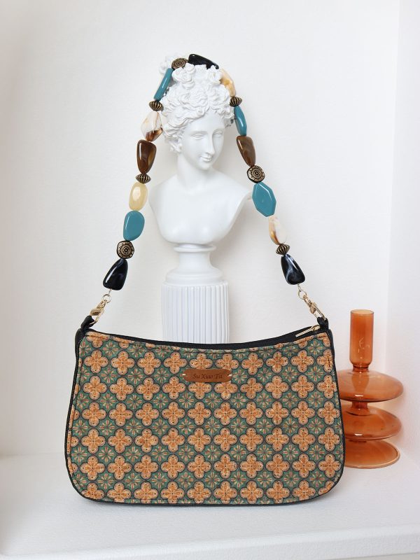 Double-Sided Floral Retro Underarm Bag with Beaded Strap, Vintage Chinese Style Hanfu Crossbody Bag, Unique Niche Design