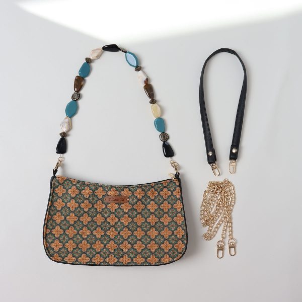 Double-Sided Floral Retro Underarm Bag with Beaded Strap, Vintage Chinese Style Hanfu Crossbody Bag, Unique Niche Design
