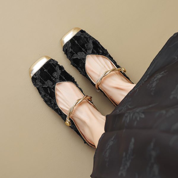 Elegant Chinese-Style Retro Flat Half-Drag Square-Toe Sandals for Women - Italian Corso Venezia Inspired Fashion Footwear