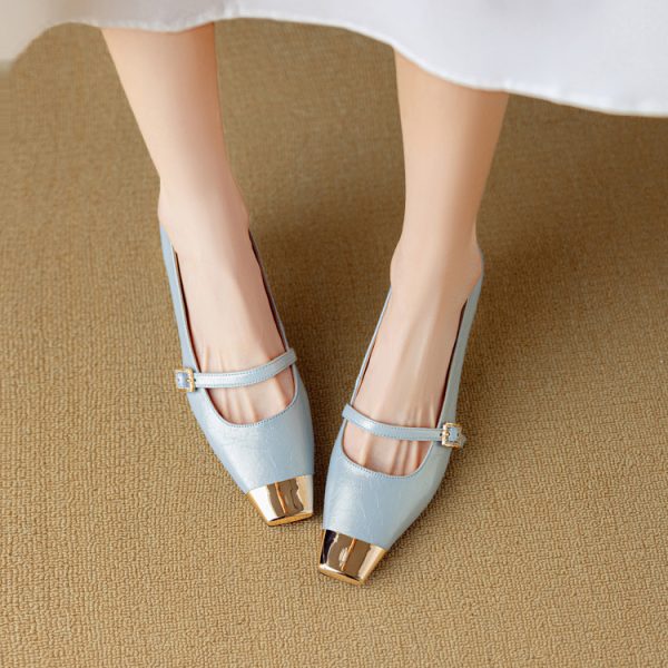 Elegant French One-Strap Pointed Toe Stiletto Heels for Women - Italian-Inspired Fashion Flats with Timeless Style