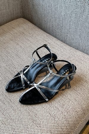 Elegant French Pointed Toe Stiletto Sandals for Women - 2025 New Style Cross Strap Summer Commuting Shoes