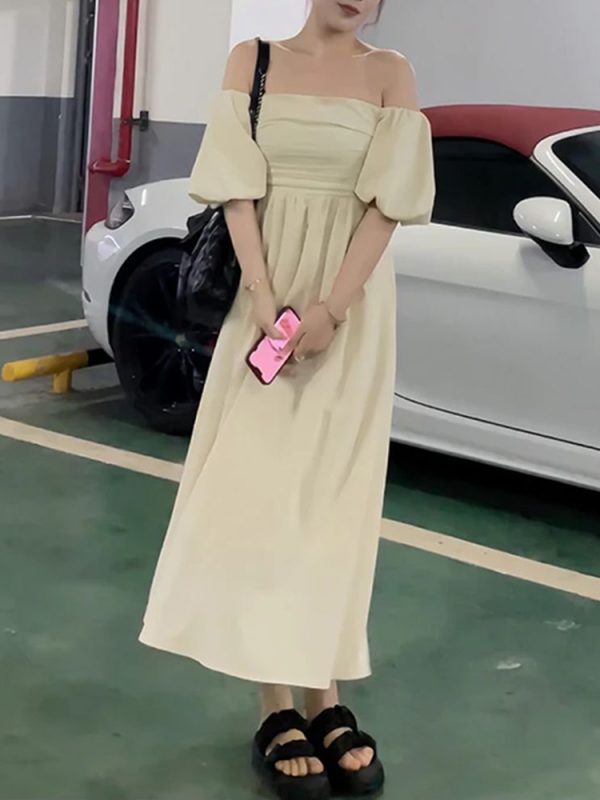 Elegant French-Style One-Shoulder Plus Size Dress for Summer - Flattering for Curvy Figures, Hides Belly, Cinches Waist