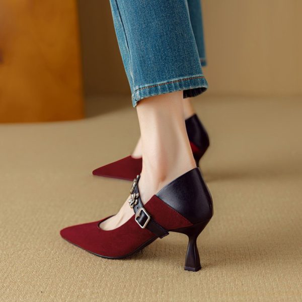 Elegant French Style Thin-Heeled High Heels Women's Mary Jane Shoes - Chic Italian Design for Fashionable Looks