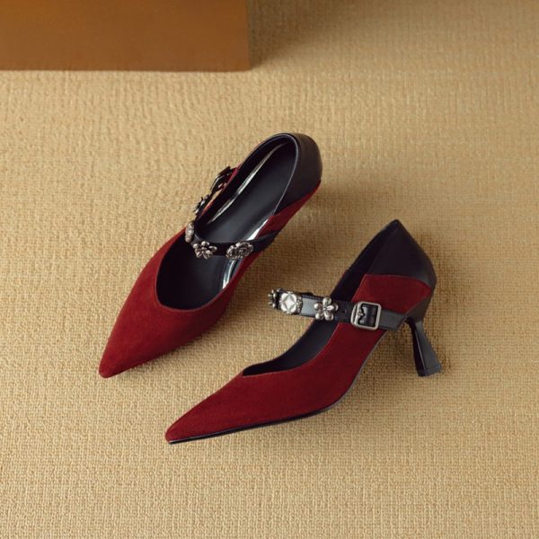 Elegant French Style Thin-Heeled High Heels Women's Mary Jane Shoes - Chic Italian Design for Fashionable Looks