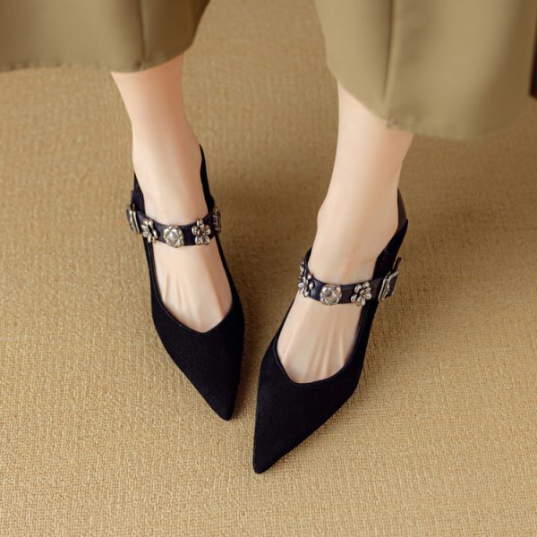 Elegant French Style Thin-Heeled High Heels Women's Mary Jane Shoes - Chic Italian Design for Fashionable Looks