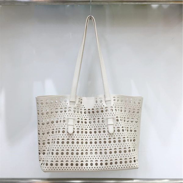 Elegant Hollow Carved Tote Bag - High-End Large Capacity Handbag with Detachable Pouch for Spring/Summer Fashion