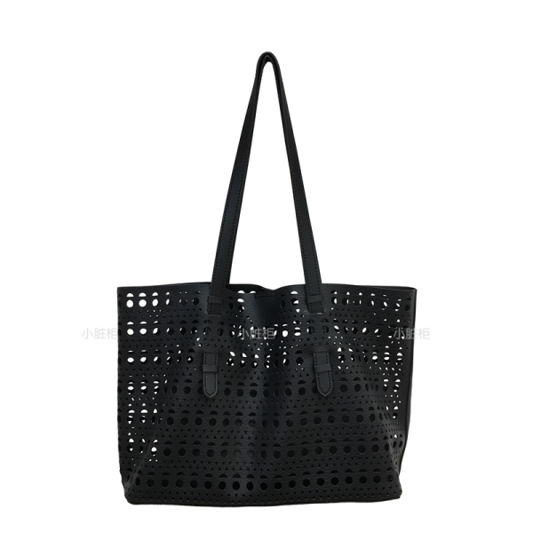Elegant Hollow Carved Tote Bag - High-End Large Capacity Handbag with Detachable Pouch for Spring/Summer Fashion