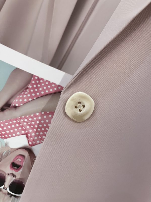 Elegant Nude Pink Blazer Jacket for Women - Thin Summer Style with Three-Quarter Sleeves, Trendy Fashion 2025
