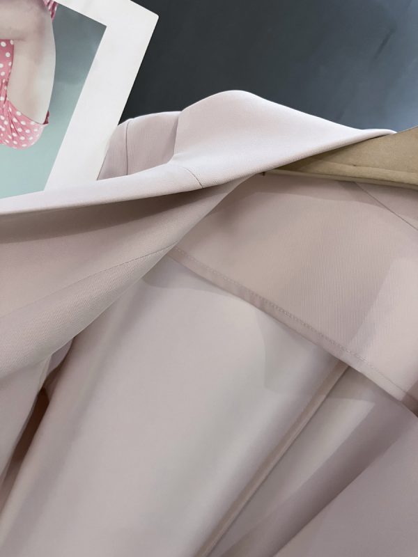 Elegant Nude Pink Blazer Jacket for Women - Thin Summer Style with Three-Quarter Sleeves, Trendy Fashion 2025