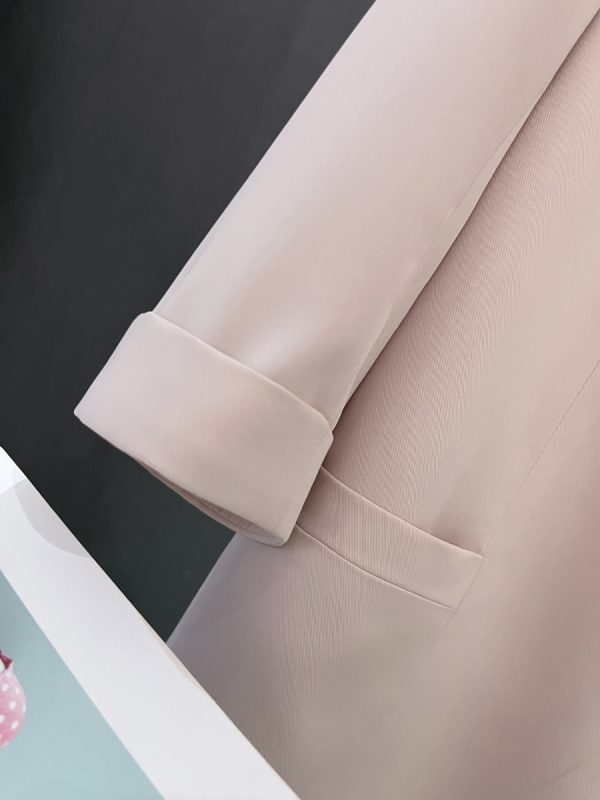 Elegant Nude Pink Blazer Jacket for Women - Thin Summer Style with Three-Quarter Sleeves, Trendy Fashion 2025