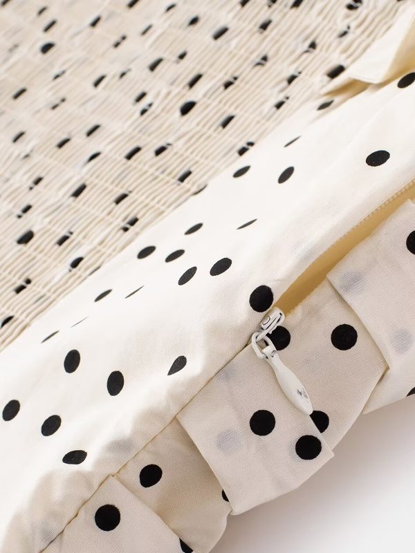 Elegant Off-White Polka Dot Dress for Women - French Style Long Dress, Summer 2025 Fashion, Chic and Sophisticated Look