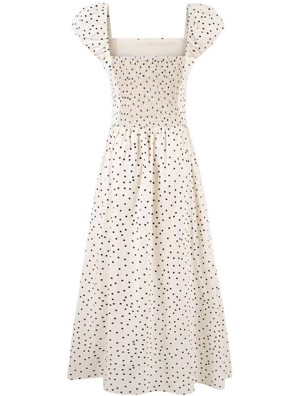 Elegant Off-White Polka Dot Dress for Women - French Style Long Dress, Summer 2025 Fashion, Chic and Sophisticated Look