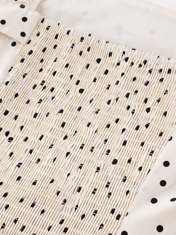 Elegant Off-White Polka Dot Dress for Women - French Style Long Dress, Summer 2025 Fashion, Chic and Sophisticated Look
