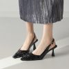 Elegant Pointed-Toe Heeled Sandals for Women with Sequins and Open Back - Italian Style Evening Footwear