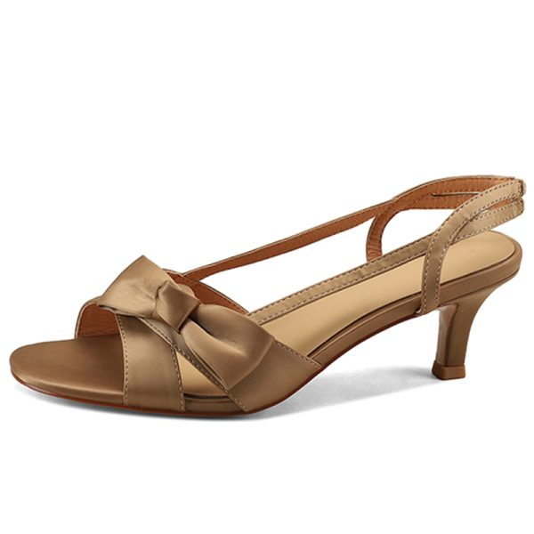 Elegant Summer Open-Toe Sandals for Women - Comfortable Silk, Round Toe, Bow-Knot, Thin High Heels, Versatile Fashion Footwear
