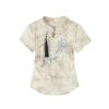 Elegant Women's Fitted Tie-Dye Embroidered Short-Sleeve T-Shirt in Pure Cotton - Chinese Style National Wind Top for Effortless Chic