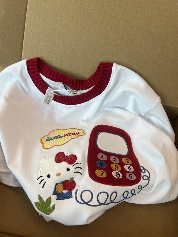 Embroidered Color-Block Short-Sleeve T-Shirt for Women - Stylish Summer 2025 Pure Cotton Casual Top