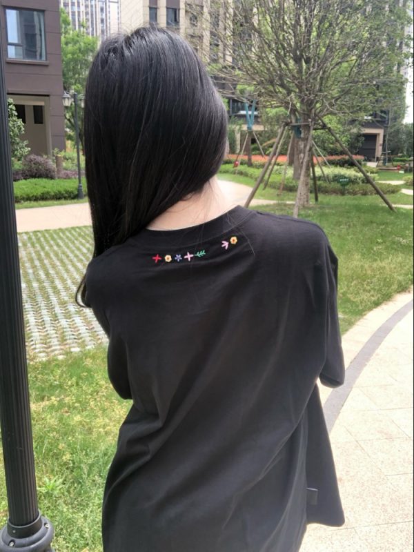 Embroidered Floral Letter Heavyweight Short Sleeve T-Shirt for Women - Summer 2025 Trendy Couple's Top, Unique and Stylish