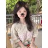 Embroidered Letter Gray Short Sleeve T-Shirt for Girls - Trendy Summer Style for Teens, Sweet Casual Top for Middle and High School Students