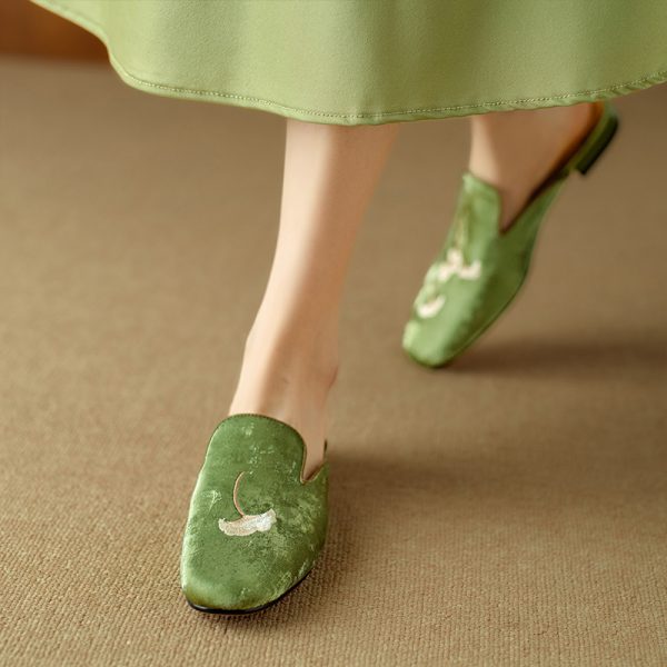 Embroidered National Style Open-Toe Half Slippers for Women - High-End Outdoor Flat Sandals, Italian Corso Venezia Inspired