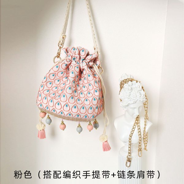 Ethnic Style Bucket Bag - Versatile Crossbody for Travel, Yunnan & Tibet Inspired, Cute Vacation Accessory