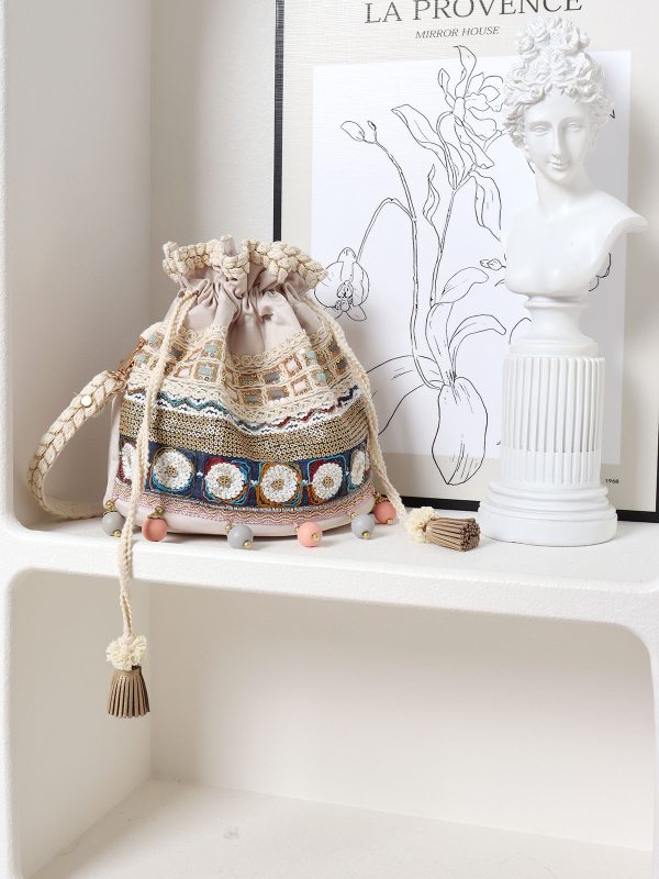 Ethnic Style Bucket Bag - Versatile Crossbody for Travel, Yunnan & Tibet Inspired, Cute Vacation Accessory