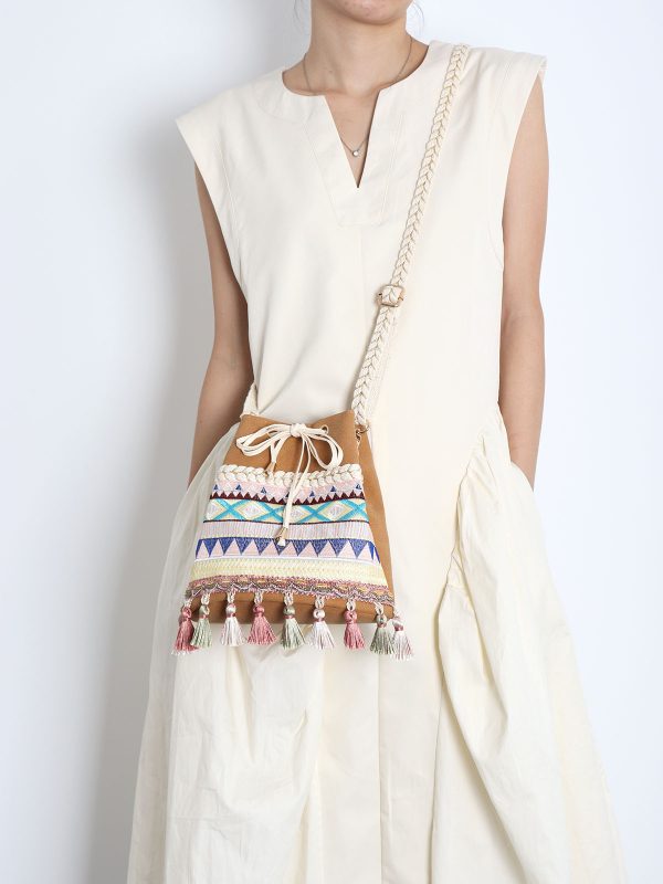 Ethnic Style Bucket Bag - Versatile Crossbody for Travel, Yunnan & Tibet Inspired, Cute Vacation Accessory