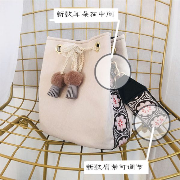 Ethnic Style Embroidered Velvet Bucket Bag for Women - Trendy Crossbody Handbag for Autumn/Winter 2024 Fashion