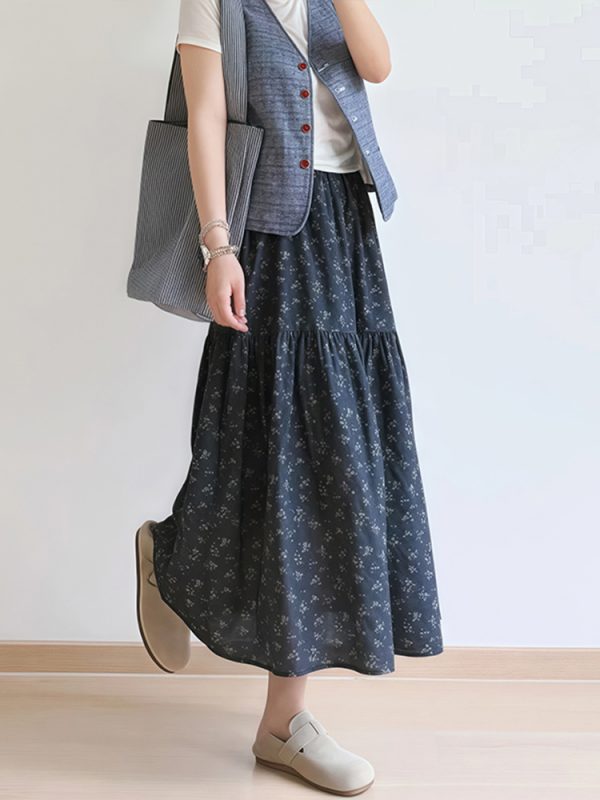 Floral A-Line Midi Skirt for Women, Plus Size Summer Skirt for Pear-Shaped Bodies, Trendy 2025 Fashion Piece