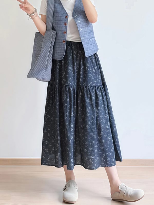 Floral A-Line Midi Skirt for Women, Plus Size Summer Skirt for Pear-Shaped Bodies, Trendy 2025 Fashion Piece