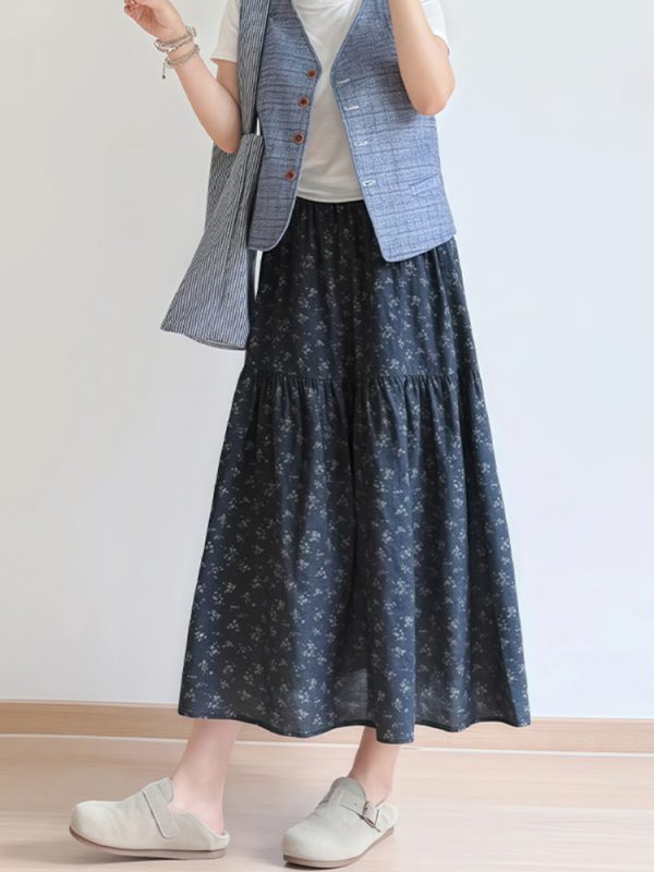 Floral A-Line Midi Skirt for Women, Plus Size Summer Skirt for Pear-Shaped Bodies, Trendy 2025 Fashion Piece